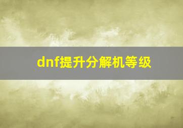 dnf提升分解机等级