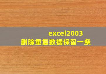 excel2003删除重复数据保留一条