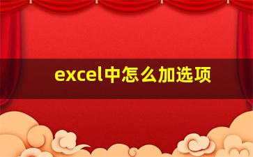 excel中怎么加选项