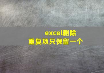 excel删除重复项只保留一个