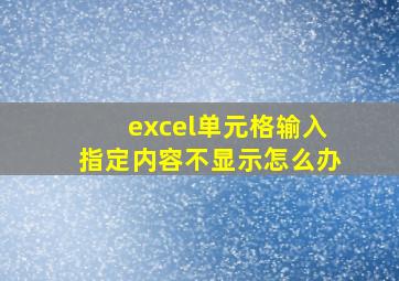 excel单元格输入指定内容不显示怎么办