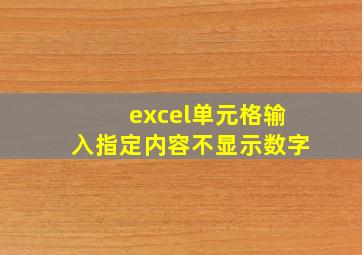 excel单元格输入指定内容不显示数字