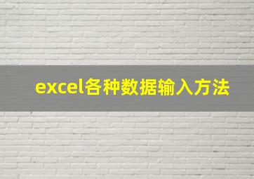 excel各种数据输入方法