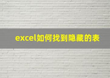 excel如何找到隐藏的表