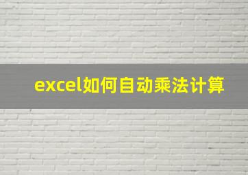 excel如何自动乘法计算