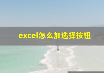 excel怎么加选择按钮