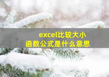 excel比较大小函数公式是什么意思