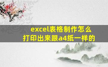 excel表格制作怎么打印出来跟a4纸一样的