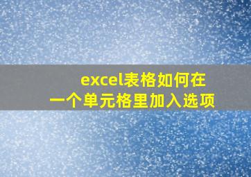 excel表格如何在一个单元格里加入选项