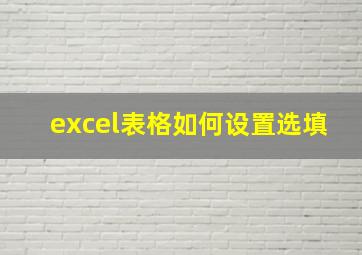 excel表格如何设置选填