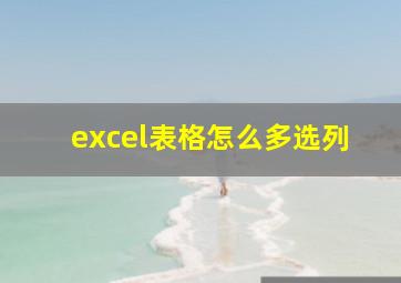 excel表格怎么多选列