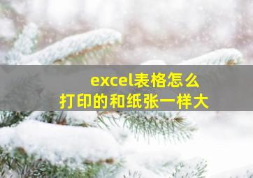 excel表格怎么打印的和纸张一样大