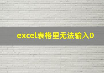 excel表格里无法输入0