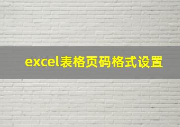 excel表格页码格式设置