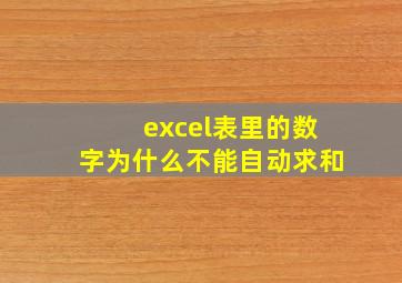 excel表里的数字为什么不能自动求和