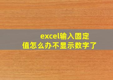 excel输入固定值怎么办不显示数字了