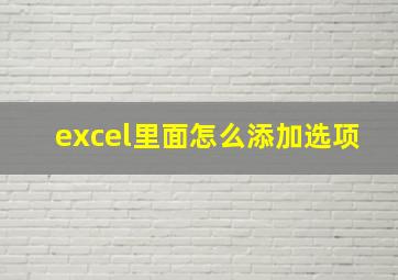 excel里面怎么添加选项