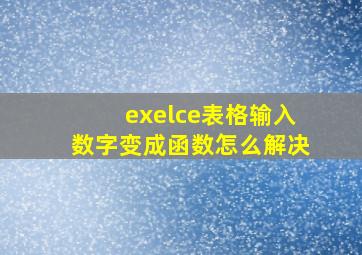 exelce表格输入数字变成函数怎么解决