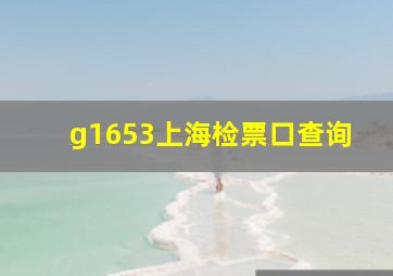 g1653上海检票口查询