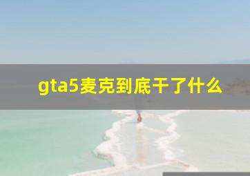 gta5麦克到底干了什么