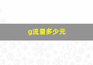 g流量多少元