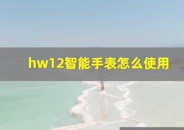 hw12智能手表怎么使用