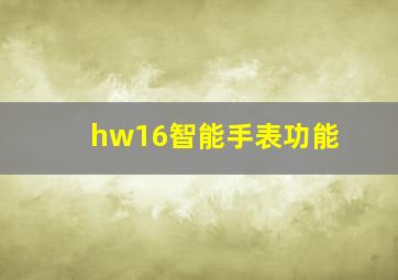 hw16智能手表功能