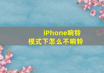 iPhone响铃模式下怎么不响铃