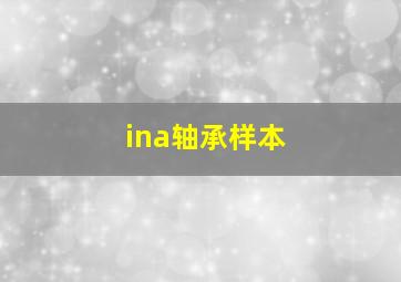 ina轴承样本