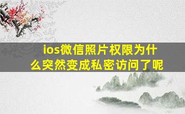 ios微信照片权限为什么突然变成私密访问了呢