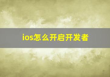 ios怎么开启开发者