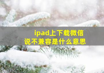 ipad上下载微信说不兼容是什么意思