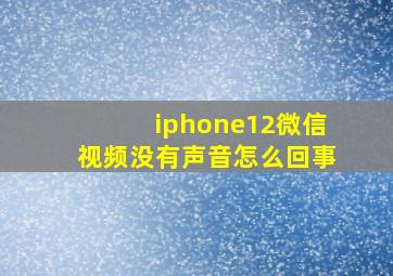 iphone12微信视频没有声音怎么回事