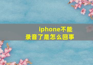 iphone不能录音了是怎么回事