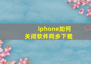 iphone如何关闭软件同步下载