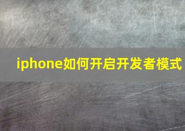 iphone如何开启开发者模式