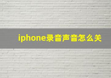 iphone录音声音怎么关