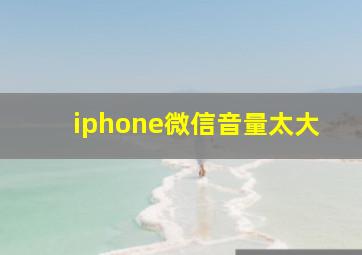 iphone微信音量太大