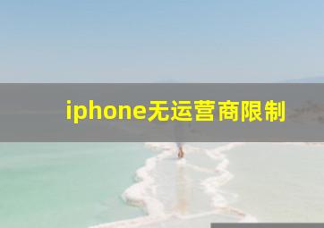 iphone无运营商限制