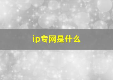 ip专网是什么