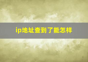 ip地址查到了能怎样