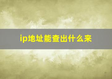 ip地址能查出什么来