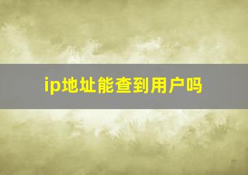 ip地址能查到用户吗