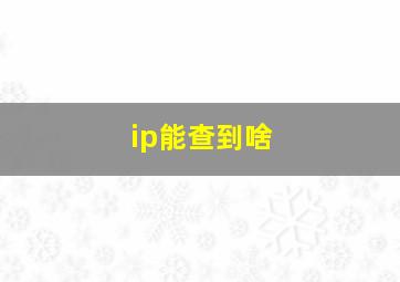 ip能查到啥