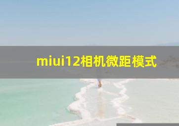 miui12相机微距模式