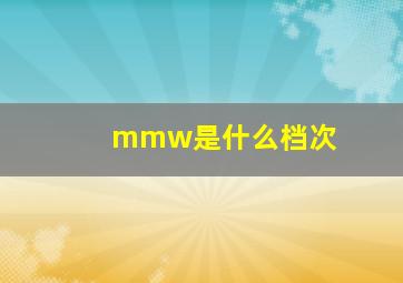 mmw是什么档次