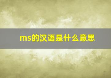 ms的汉语是什么意思