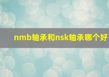 nmb轴承和nsk轴承哪个好