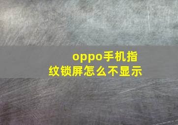 oppo手机指纹锁屏怎么不显示