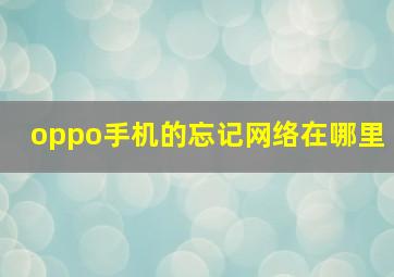 oppo手机的忘记网络在哪里